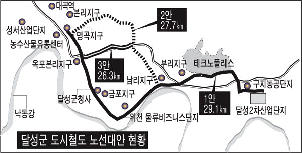 달성 도시철도 노선 확정적