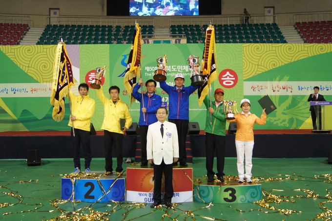 제50회 경북도민체전이 14일 오후 구미 박정희체육관에서 막을 내렸다. 포항이 구미와 경산을 각각 2·3위로 제치고 시부 대회 4연패에 성공했고, 군부에서는 칠곡군이 지난해 우승팀 울진을 밀어내고 우승을 차지했다. <경북도체육회 제공>
