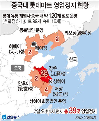 중국 내 롯데마트 99곳 중 39곳 영업정지…매출손실 300억 넘어
