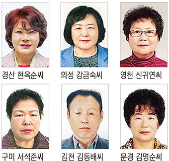 현옥순·강금숙·신귀연·서석준·김동배·김명순씨 경북도자원봉사대상