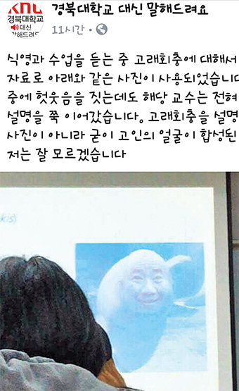 대학강의 중 노무현 前대통령 비하사진 사용 ‘논란’