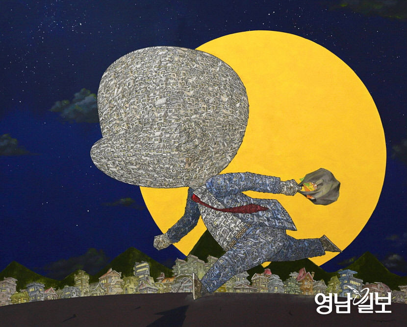 키다리갤러리 16일까지 최형길 초대전…집으로 가는 길, 달도 활짝 웃습니다