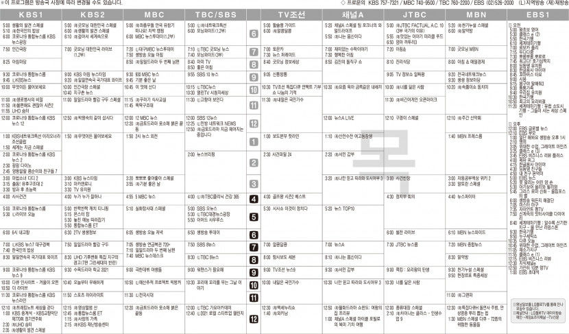 11월25일(목) TV 편성표