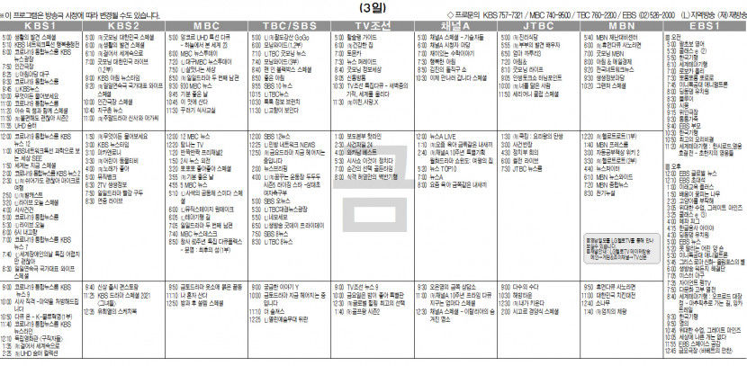12월3일(금) TV 편성표