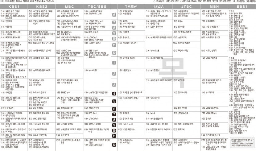 12월9일(목) TV 편성표