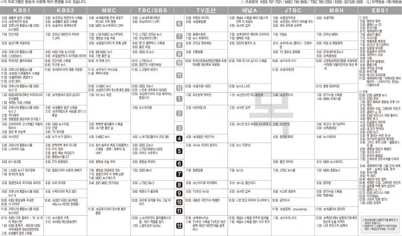 12월30일(목) TV 편성표