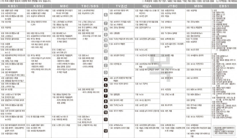 2월17일(목) TV 편성표