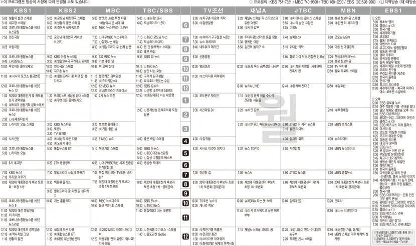 2월21일(월) TV 편성표