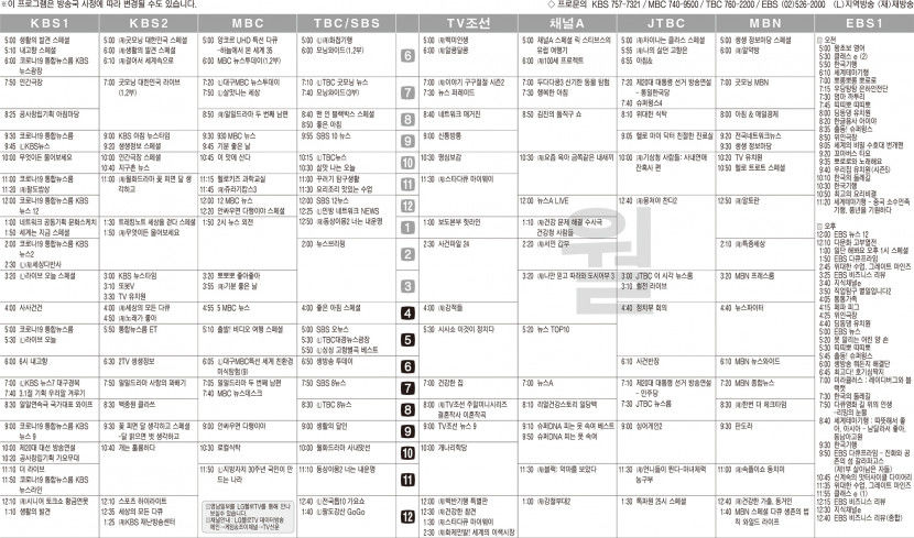 2월28일(월) TV 편성표
