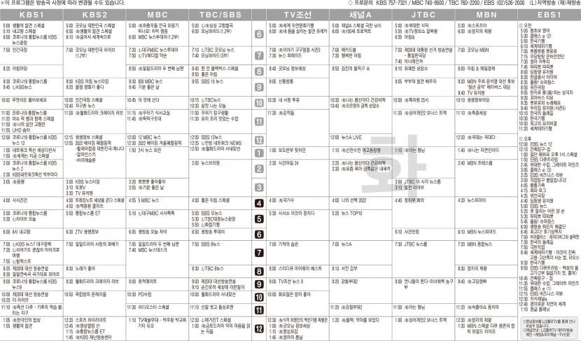 3월8일(화) TV 편성표