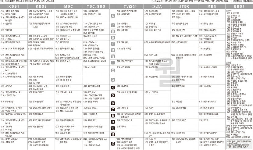 3월14일(월) TV 편성표