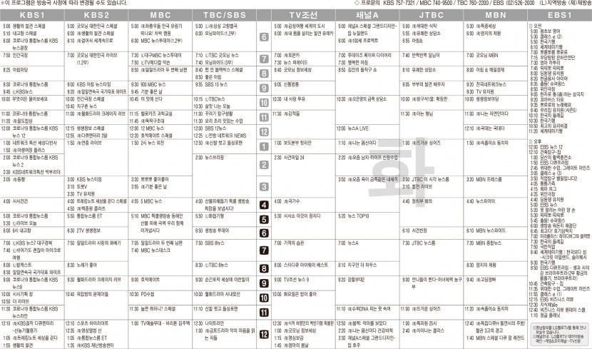 3월15일(화) TV 편성표