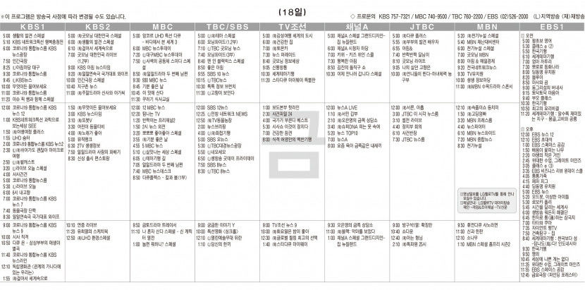 3월18일(금) TV 편성표