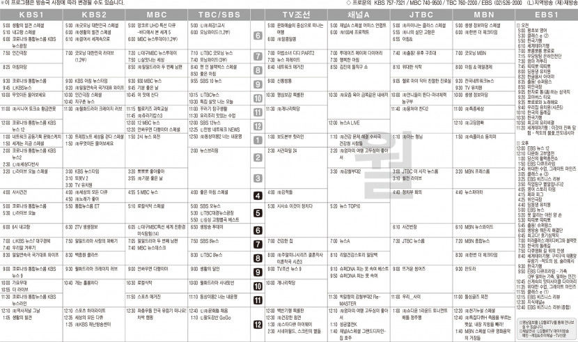 4월4일(월) TV 편성표