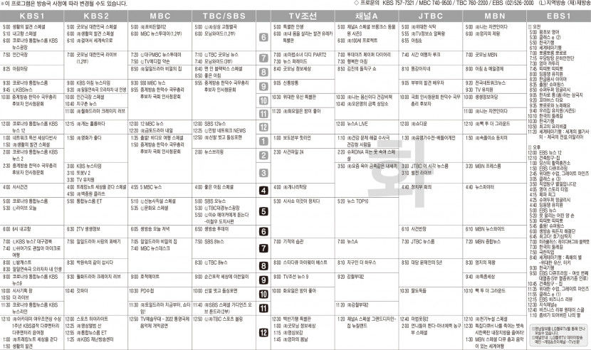 4월26일(화) TV 편성표