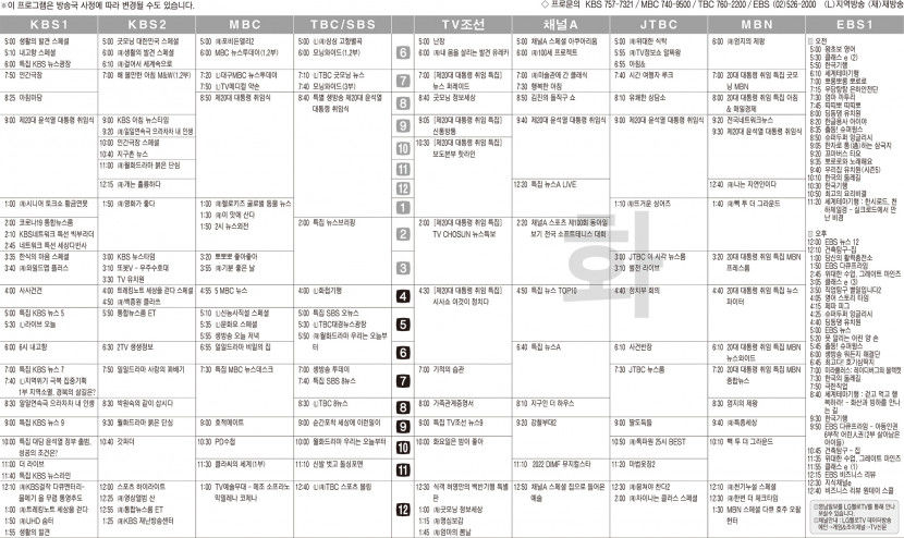 5월10일(화) TV 편성표
