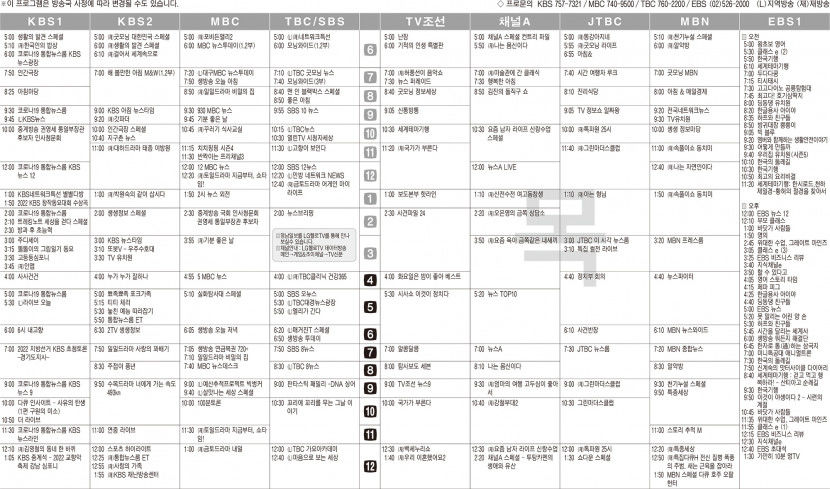 5월12일(목) TV 편성표