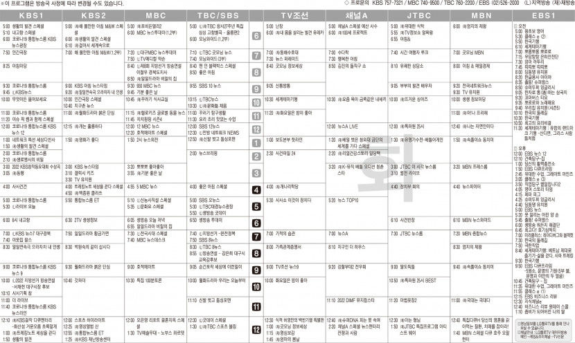 5월31일(화) TV 편성표