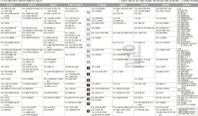 6월13일(월) TV 편성표