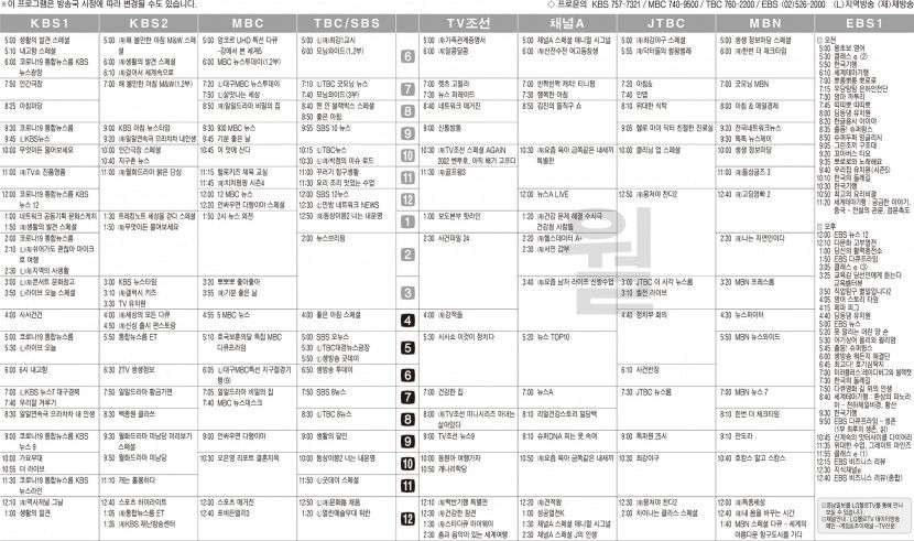 6월27일(월) TV 편성표