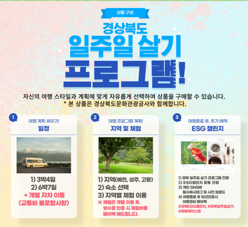 경북에서 1주일 살기…상주·고령 등 경북도 6개 시·군 상품 운용