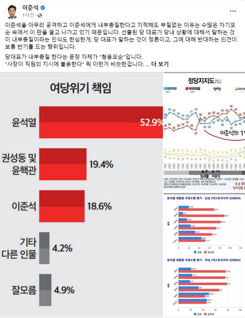 상임전국위 앞두고 이준석 또 尹직격…당대표 내부총질? 형용모순