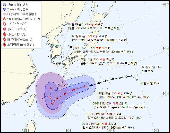 올해 가장 강한 제11호 태풍 힌남노…미국기상청 전지구 예측 모델 5일 오후 부산·경남 관통(종합)