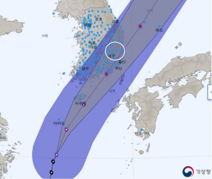 대구경북 5일 밤부터 태풍 폭풍반경 들어…6일 오전 8시 대구 도착…10시 포항·경주 빠져나가