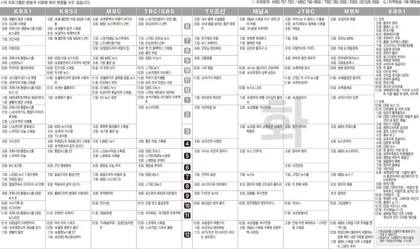 9월13일(화) TV 편성표