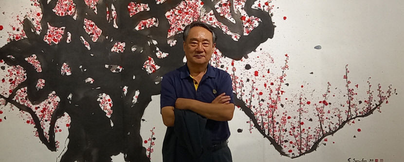 [새날] 수묵화가 백천 서상언…모음·자음과 붉은 화점 매화로 핀 한글 수묵의 새 패러다임 제시