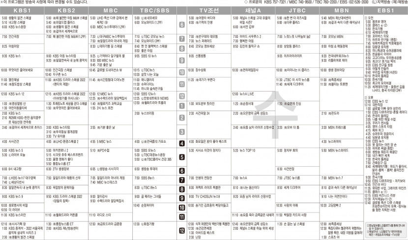 12월21일(수) TV 편성표