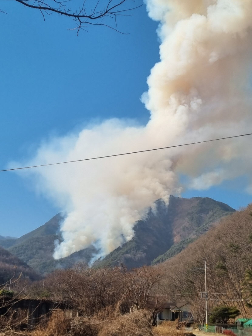 성주군 가천면 금봉리 산불…소방헬기 등 진화 작업