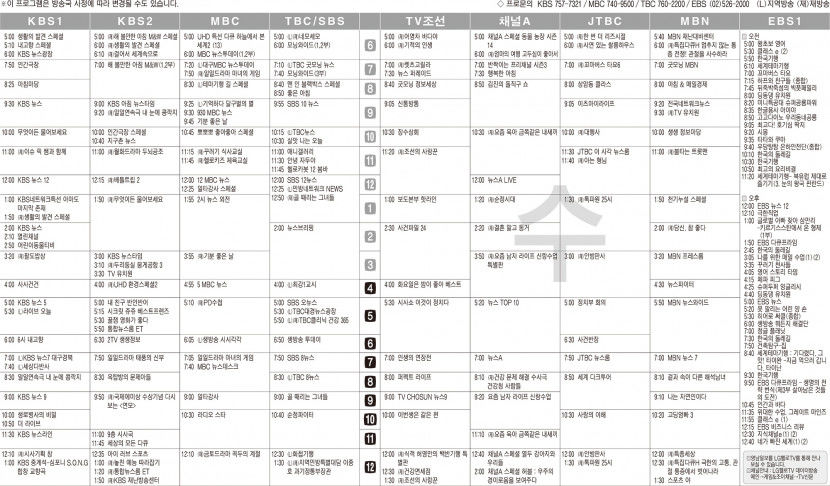 2월1일(수) TV 편성표