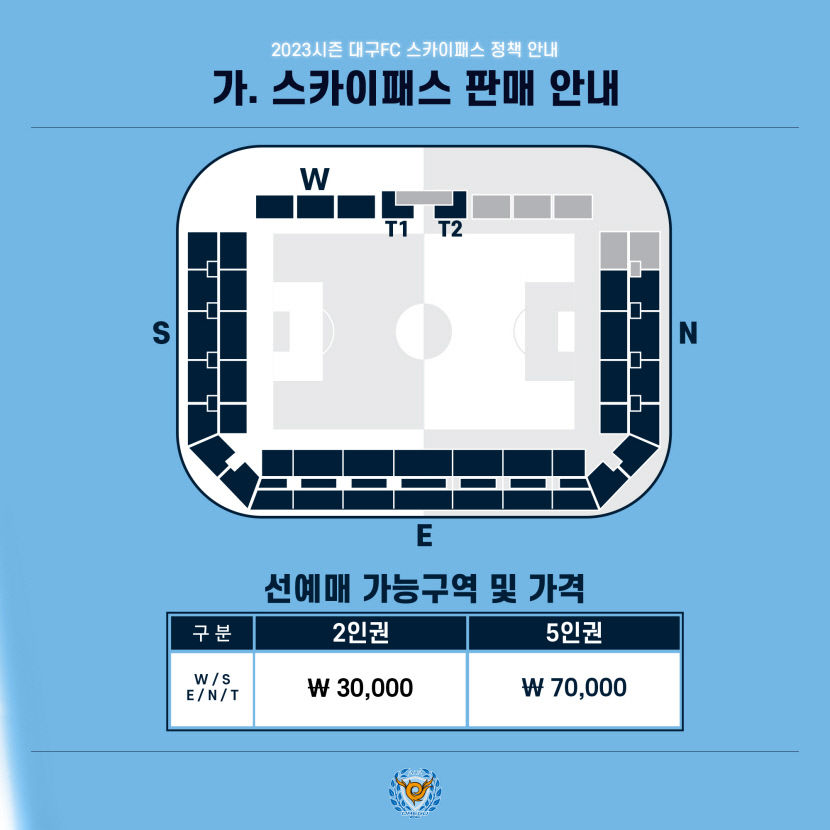 대구FC, 2023시즌 입장권 정책 발표...시즌권·스카이 패스 13일 판매 시작