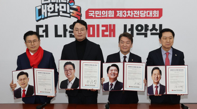 국민의힘 당 대표 여론조사에서 김기현 38.6%·안철수29.8%