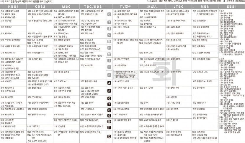 3월14일(화) TV 편성표