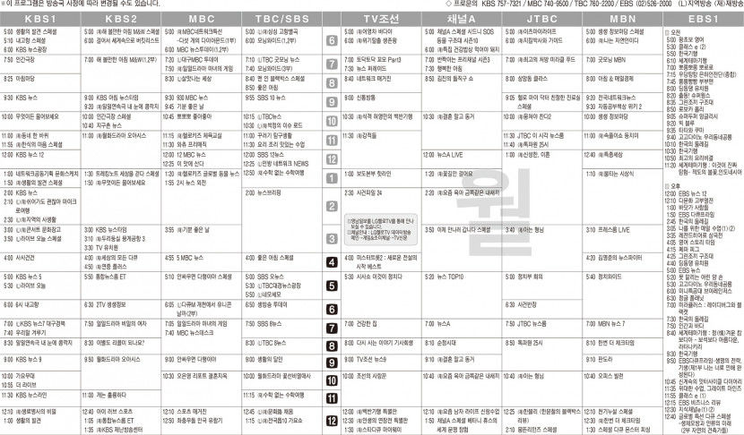 3월20일(월) TV 편성표