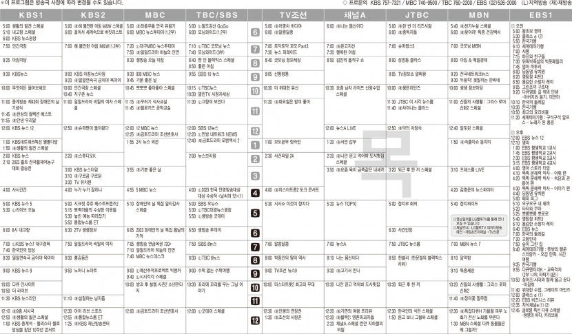 4월20일(목) TV 편성표