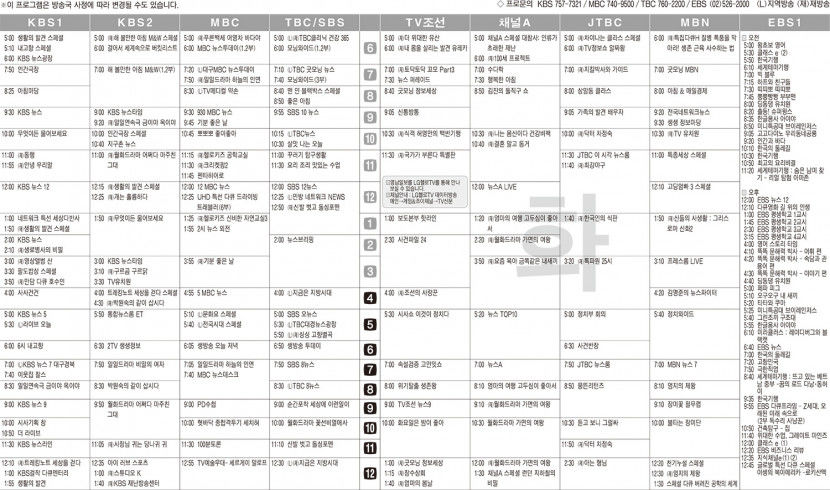5월2일(화) TV 편성표