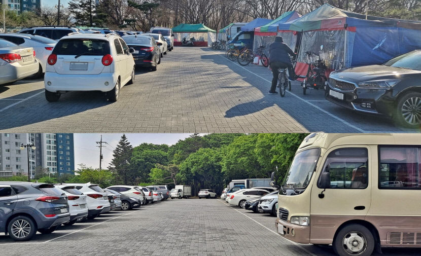 경주 황성공원 주차장에 무허가 포장마차 10년 만에 자진 철거