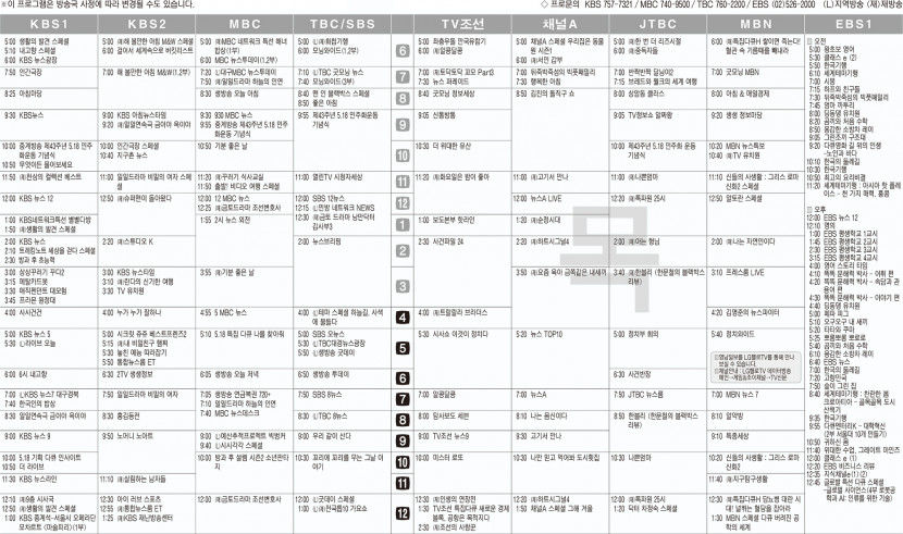5월18일(목) TV 편성표