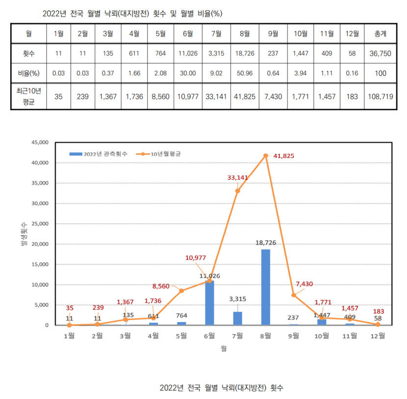 2021년 경북 낙뢰 2만4천 건 전국 최고치…야외 활동 시 주의해야