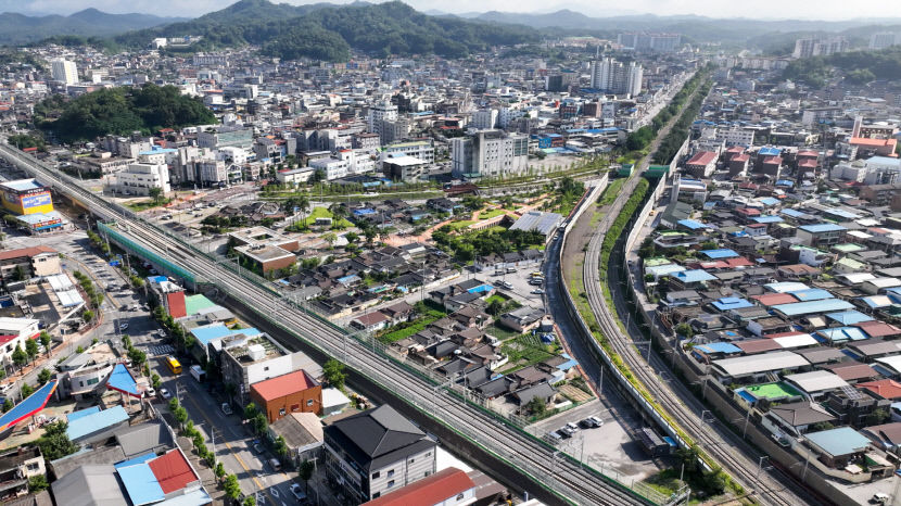 영주 삼각지 마을. 미세먼지 차단 숲 조성 완료