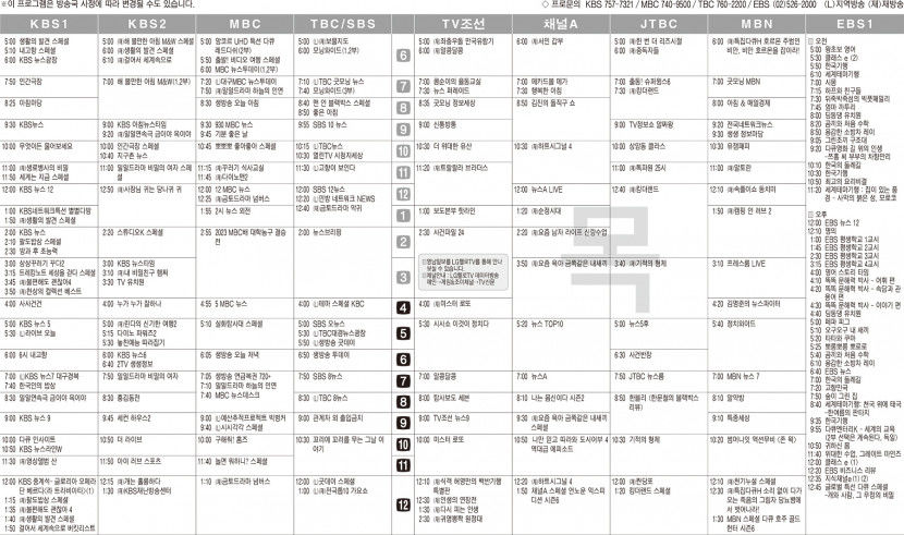 7월20일(목) TV 편성표
