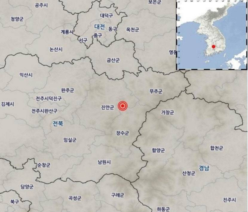 [속보] 기상청 전북 장수군 북쪽서 4.1 규모 지진