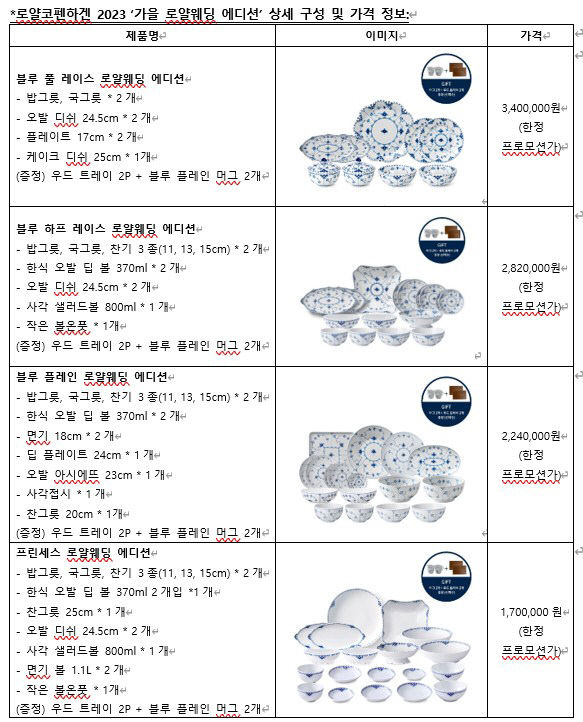 신혼 상차림은 로얄코펜하겐 어떠세요?