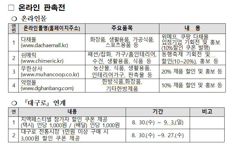 국내 최대 소비촉진 동행축제...9월 4일 대구 동성로서 특별행사