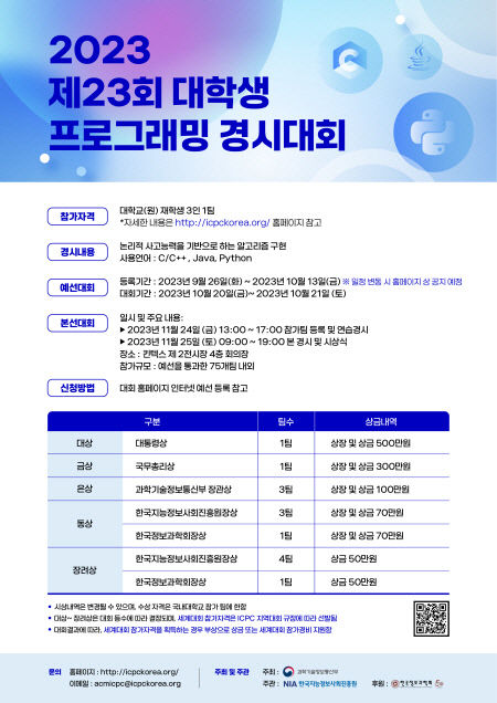 최고의 대학생 SW 인재는 누구…제23회 프로그래밍 경시대회 등록 시작