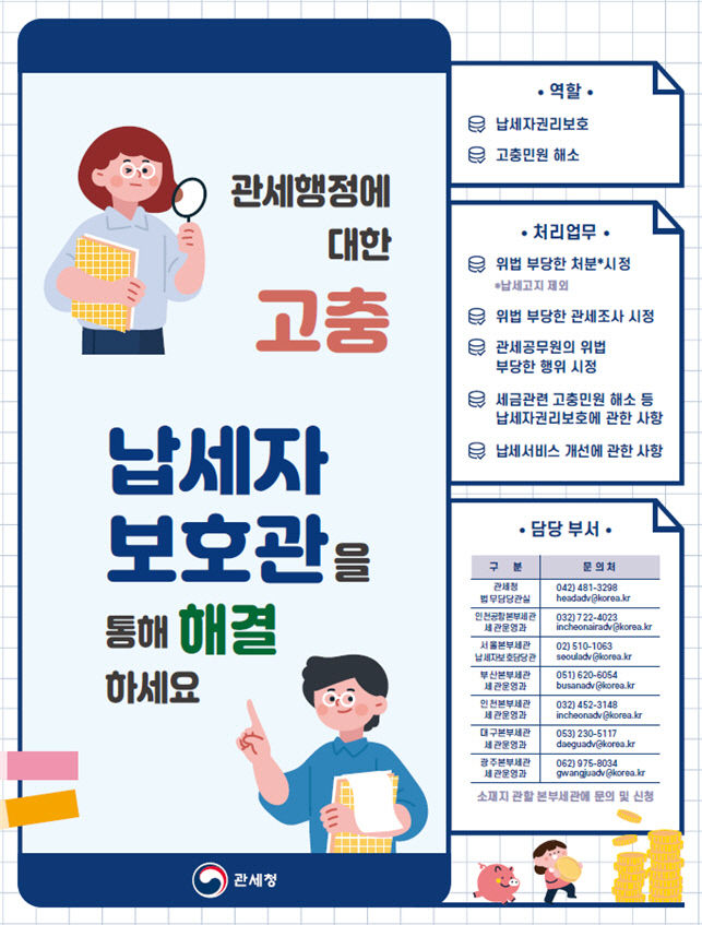 관세 행정 고충, 납세자보호관 통해 해결하세요