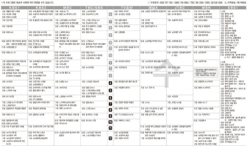 12월20일(수) TV 편성표